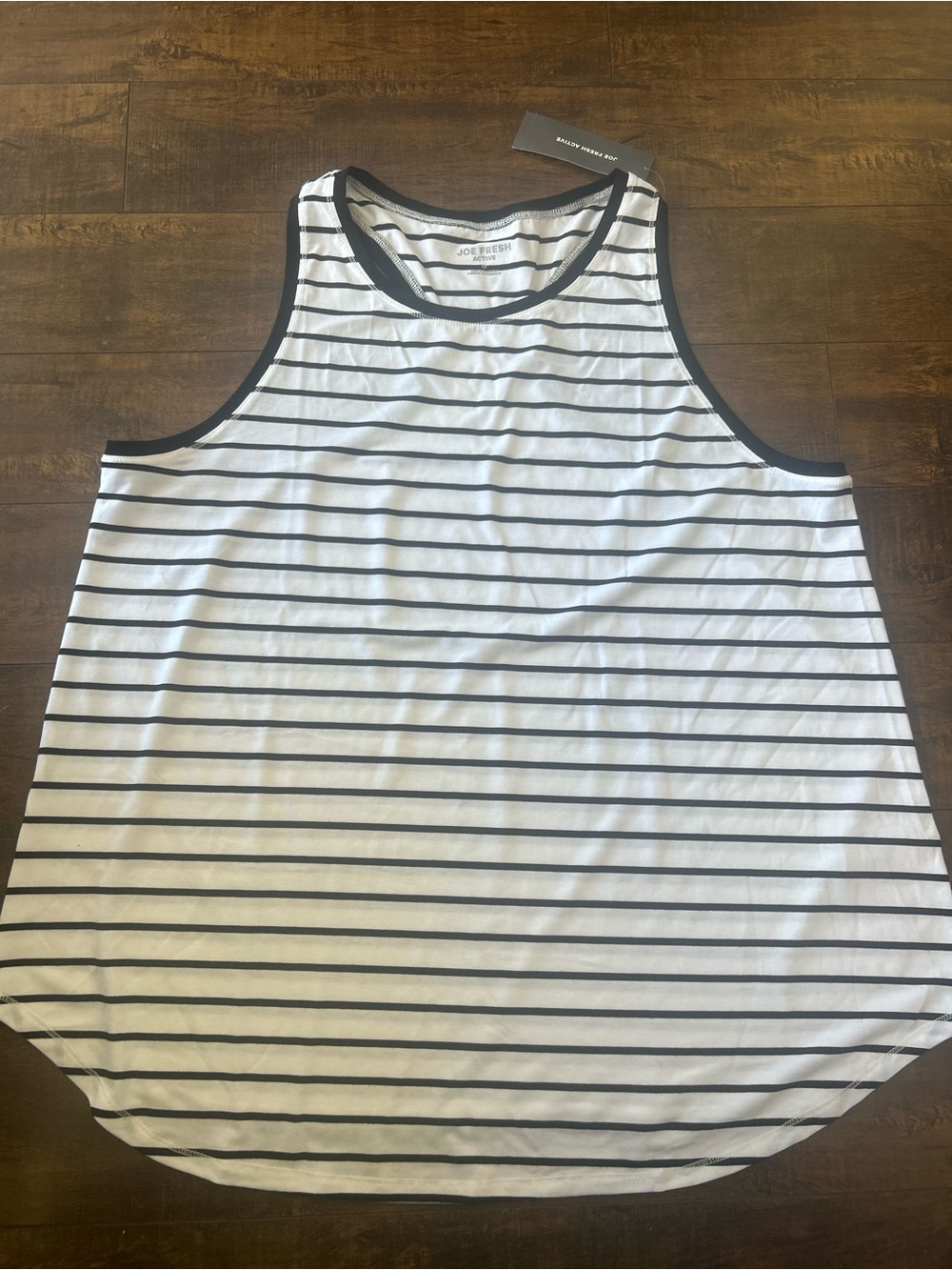 Joe Fresh White & Black Striped Tank Top